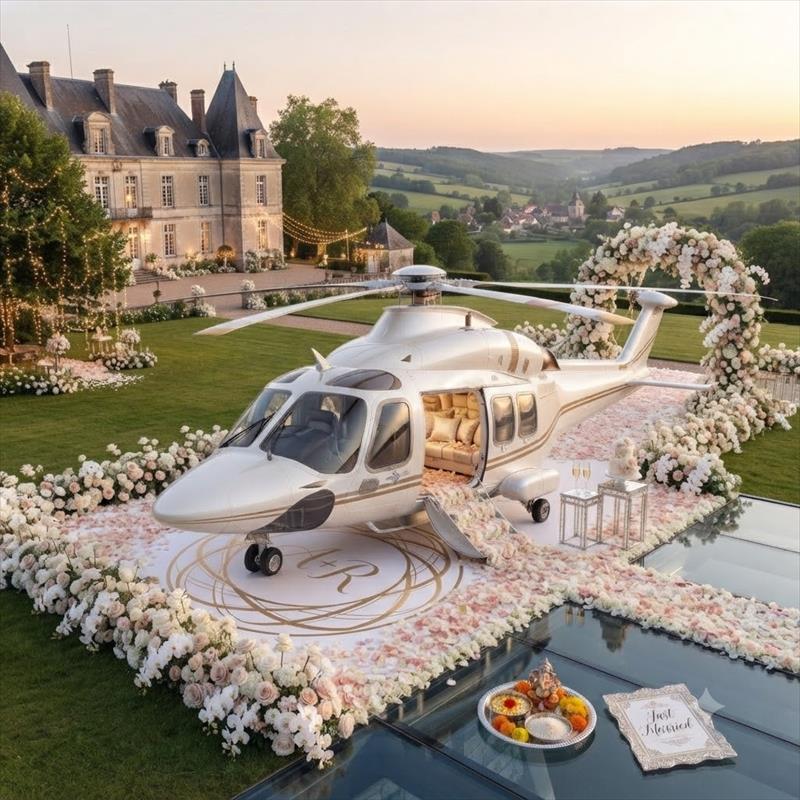 Wedding helicopter entry